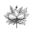Orchidaceae and leaves falling tattoo design idea