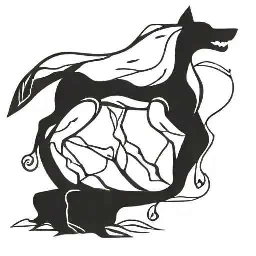 rock carving wolf statue tattoo design idea