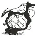 rock carving wolf statue tattoo design idea