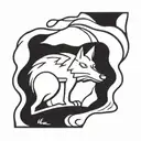 rock carving wolf statue tattoo design idea