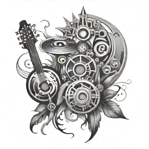 Edm, music, rave scene with elements tattoo design idea