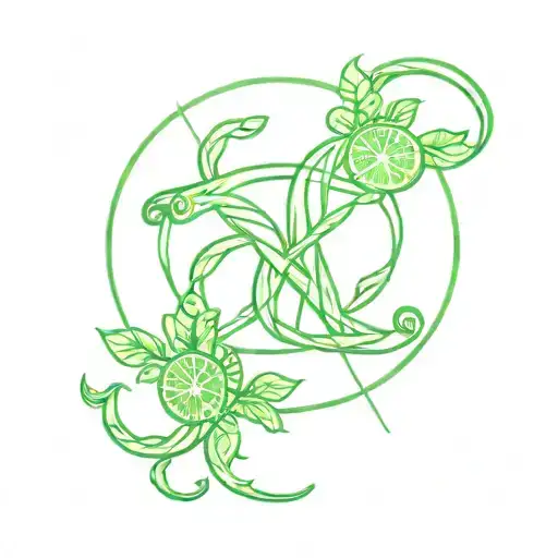 Lime and cancer zodiac sign intertwined tattoo design idea