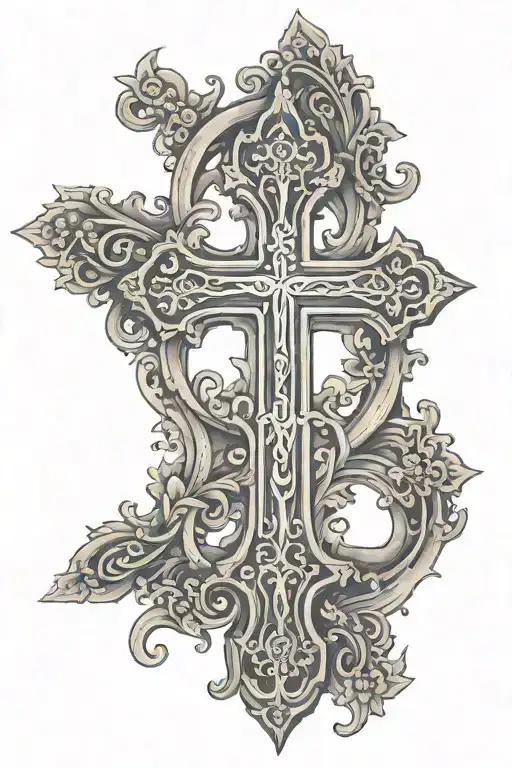 orthodox cross tattoo design idea