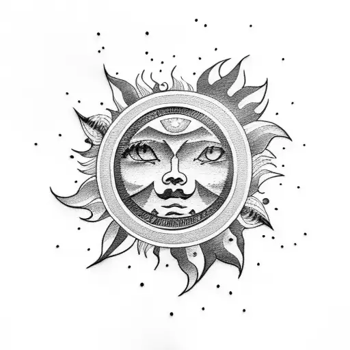 Sun and Moon tattoo design idea