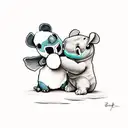 stitch cuddling a teddy bear tattoo design idea