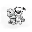 stitch cuddling a teddy bear tattoo design idea