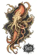 squid wrapped tattoo design idea