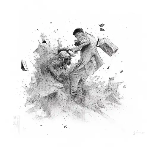 man falling down tattoo design idea