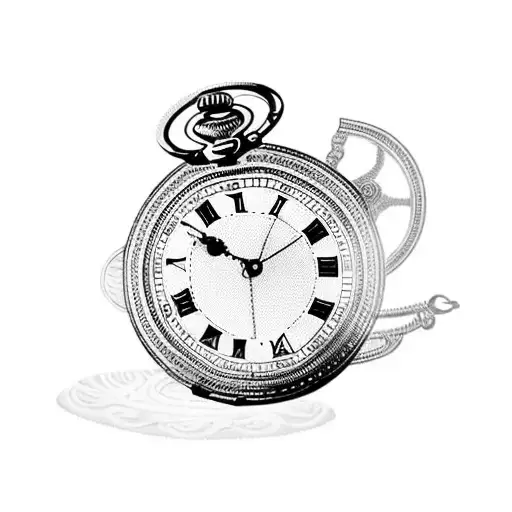 an antique pocket watch showing time 04:20 tattoo design idea