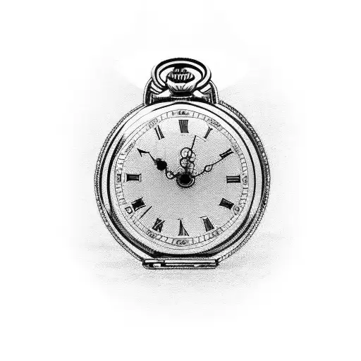an antique pocket watch showing time 04:20 tattoo design idea