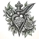 heart and dagger tattoo design idea