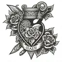 heart and dagger tattoo design idea