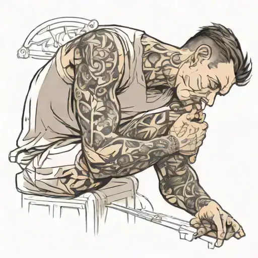 craftsman scolping his own improved body tattoo design idea