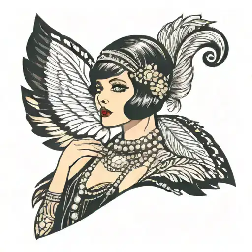 art deco flapper girl tattoo design idea