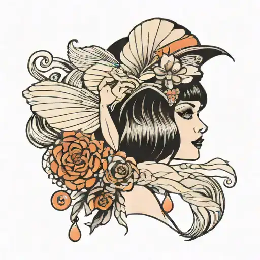 art deco flapper girl tattoo design idea