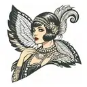art deco flapper girl tattoo design idea
