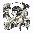 art deco flapper girl tattoo design idea