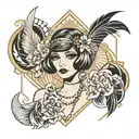 art deco flapper girl tattoo design idea