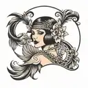 art deco flapper girl tattoo design idea