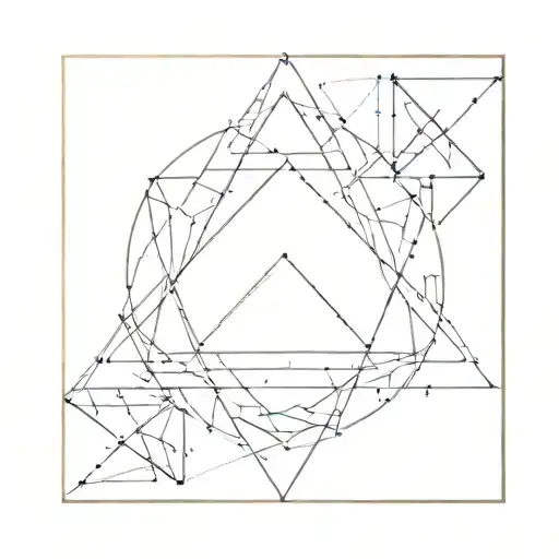 A geometric pattern of overlapping circles and triangles, symbolizing the idea of 'no home' and 'no god' in a visually striking way tattoo design idea