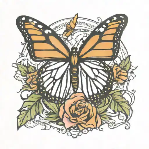 Grand Canyon and monarch butterfly wings tattoo design idea