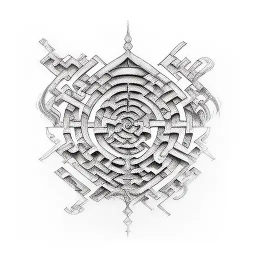 Madness can take the form of a creator of mental labyrinths, a monster that weaves threads of confusion and deception. E tattoo design idea