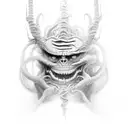  realistic, terrifying monster, attacks mental labyrinths  tattoo design idea