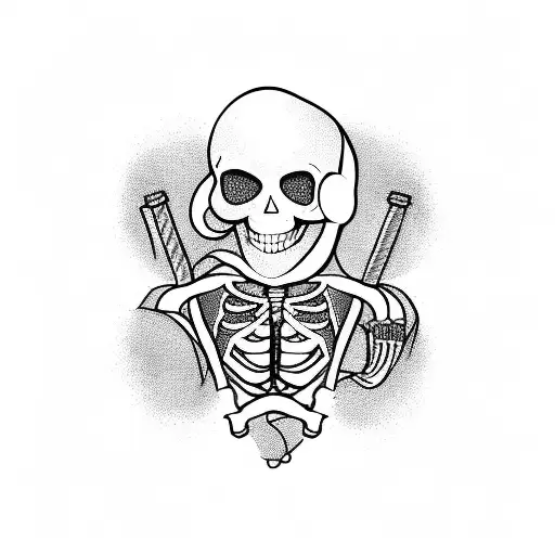 DJ skeleton pirate mixing a track tattoo design idea