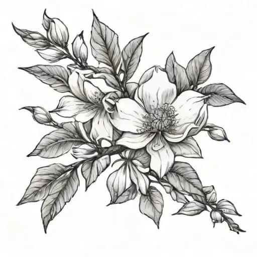 magnolia tree branch tattoo design idea