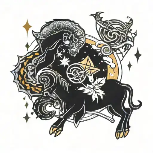 Aries, Aries, Virgo, Cancer, Sagittarius stars together tattoo design idea