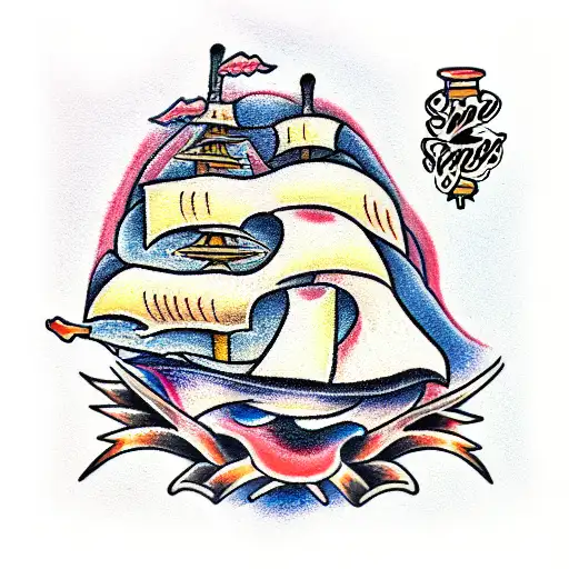 The ship from one peace tattoo design idea