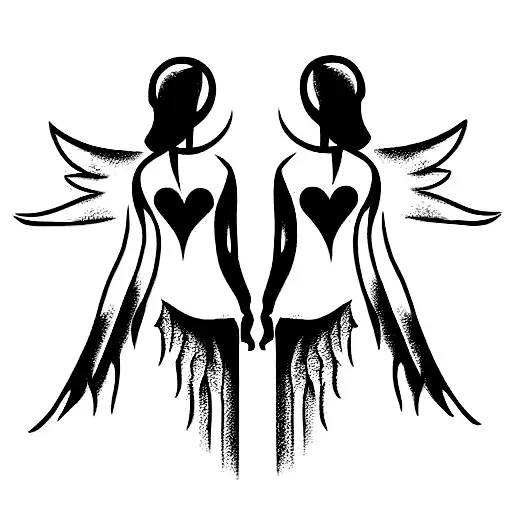 two angels shoot at each other tattoo design idea