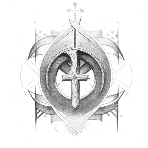 Christian Cross bible verse John 14:20 and initials tattoo design idea