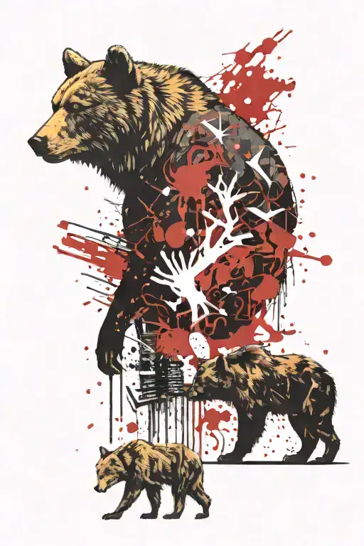 bear and coyote silhouette tattoo design idea