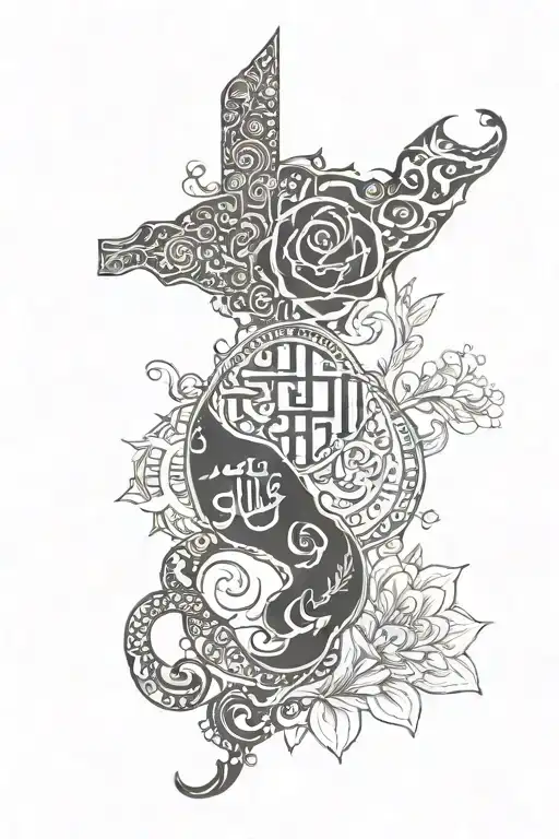 Tattoo cover about Iran symbols and Farsi tattoo design idea