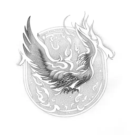 phoenix with fire and ice tattoo design idea