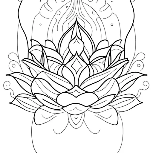 A minimalist tattoo of a delicate lotus flower floating on water, symbolizing tranquility and the love for swimming. tattoo design idea