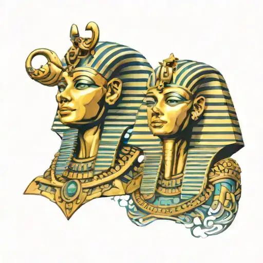 king tut and anhk symbol tattoo design idea