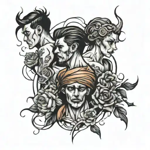 four wounded people  tattoo design idea