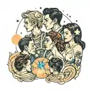four people stargazing  tattoo design idea
