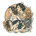 four people stargazing  tattoo design idea