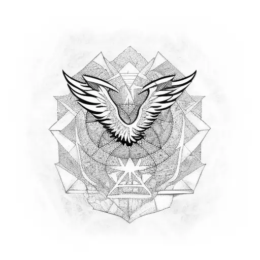 A phoenix rising from ancient philosophy texts tattoo design idea
