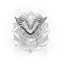 A phoenix rising from ancient philosophy texts tattoo design idea