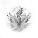 A phoenix rising from ancient philosophy texts tattoo design idea