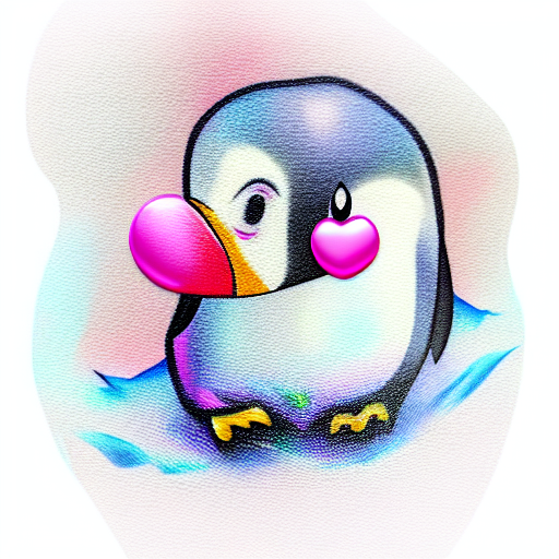 pink baby girl penguin  tattoo design idea