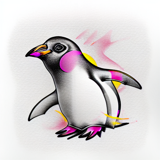 pink baby penguin  tattoo design idea