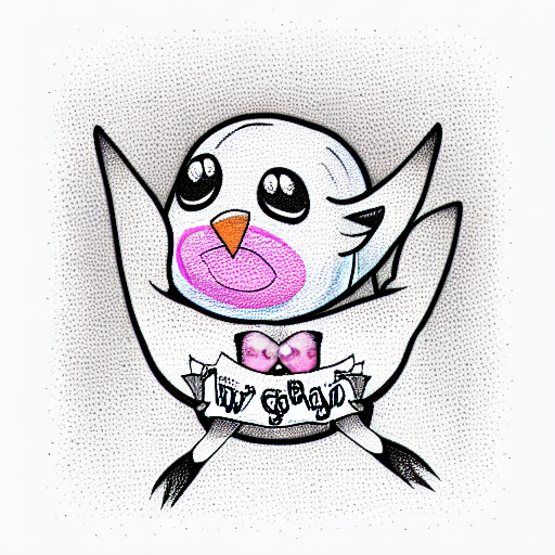 pink baby girl penguin  tattoo design idea