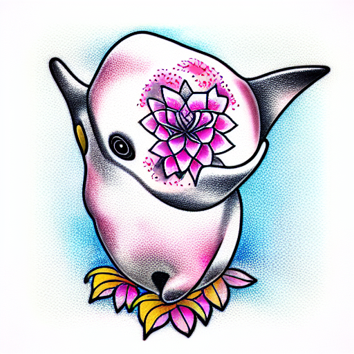 pink baby girl penguin  tattoo design idea