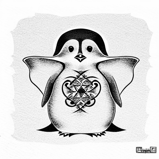 baby girl penguin  tattoo design idea
