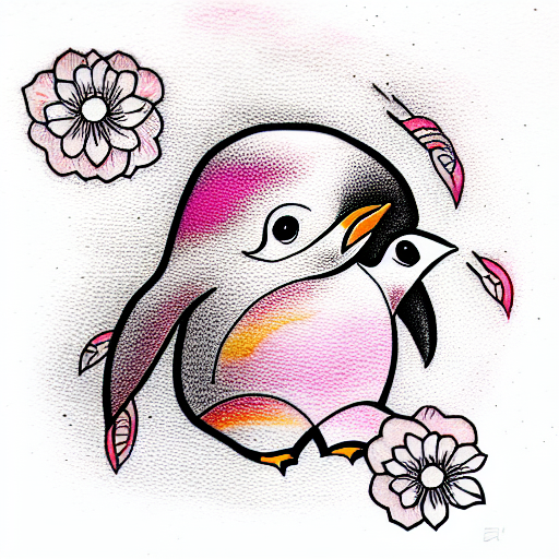 pink baby penguin  tattoo design idea